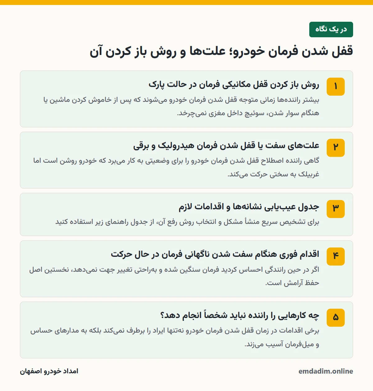قفل شدن فرمان خودرو؛ علتها و روش باز کردن آن در یک نگاه