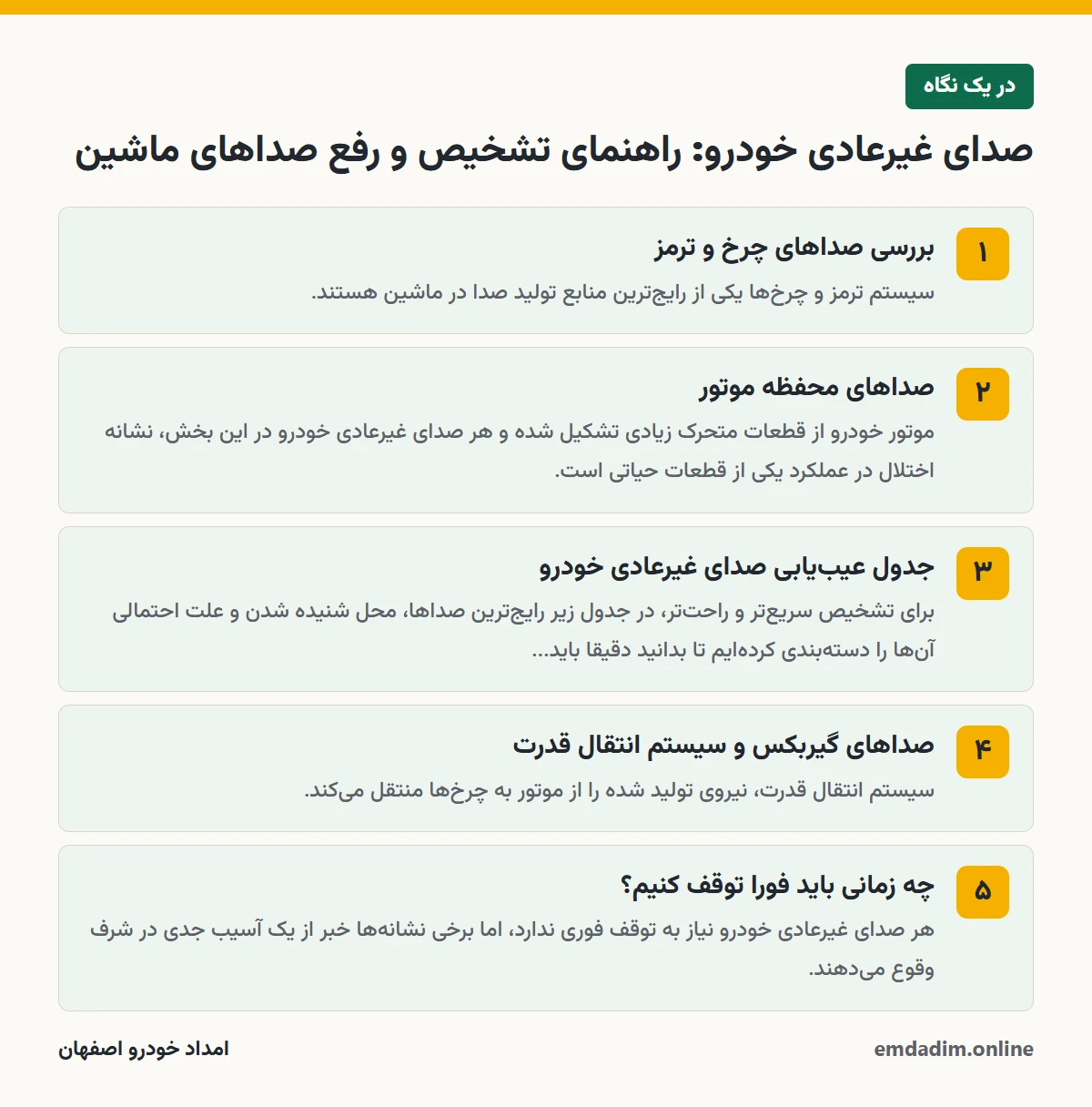 صدای غیرعادی خودرو: راهنمای تشخیص و رفع صداهای ماشین در یک نگاه